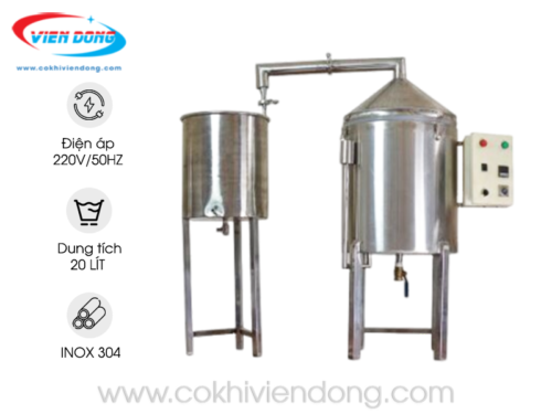 nồi hơi nấu rượu 20kg/mẻ